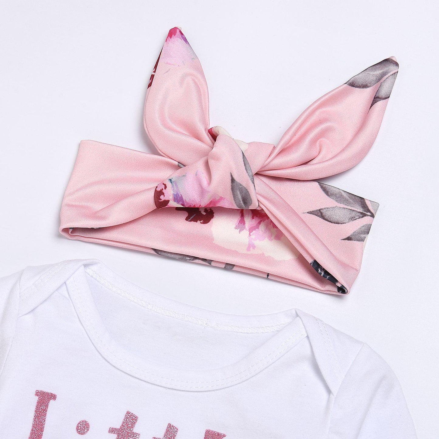 Newborn Baby Girl Clothes Baby Girl Outfits Long Sleeve Letter Print Romper Floral Pants Headband 3PCS Clothing Set 191048