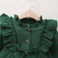 Infant Baby Girl Dress Baby Girl Fall Clothes Ruffle Long Sleeve Cute Bowknot Dress Green 22010055-2