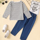 kids Boys Clothes kids Outfits Stripe Tops Ready Stock Deimin Pants 2PCS SL202303101