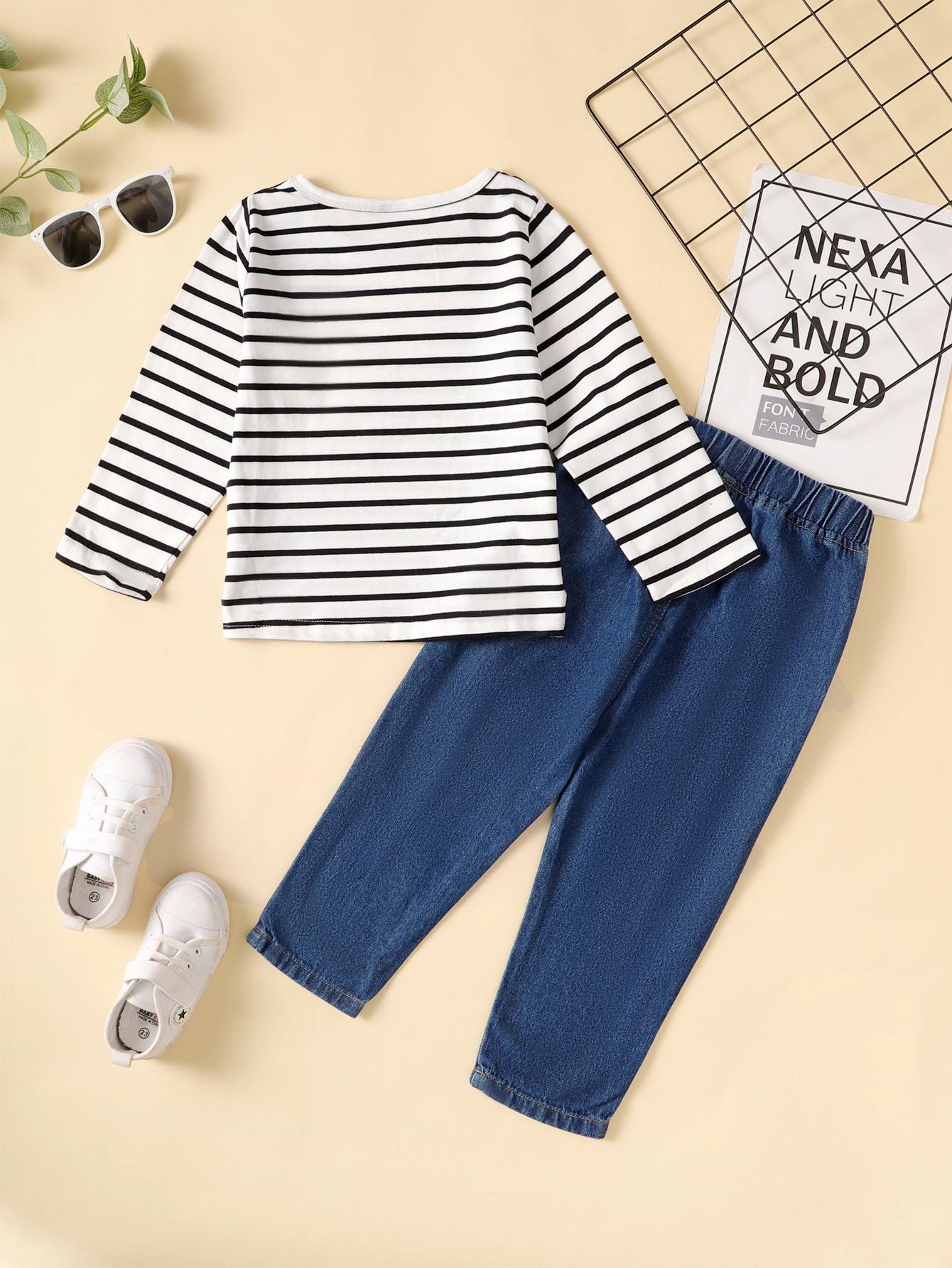 kids Boys Clothes kids Outfits Stripe Tops Ready Stock Deimin Pants 2PCS SL202303101