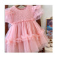 Baby Fashion Girls Princess Dress Bubble Sleeved Fluffy Summer Sweet Dress A23001