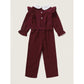 Kids fashion Girls Clothes Girls Jumpsuit Ruffle Long Sleeve Lapel Overall Pants Red 12009478