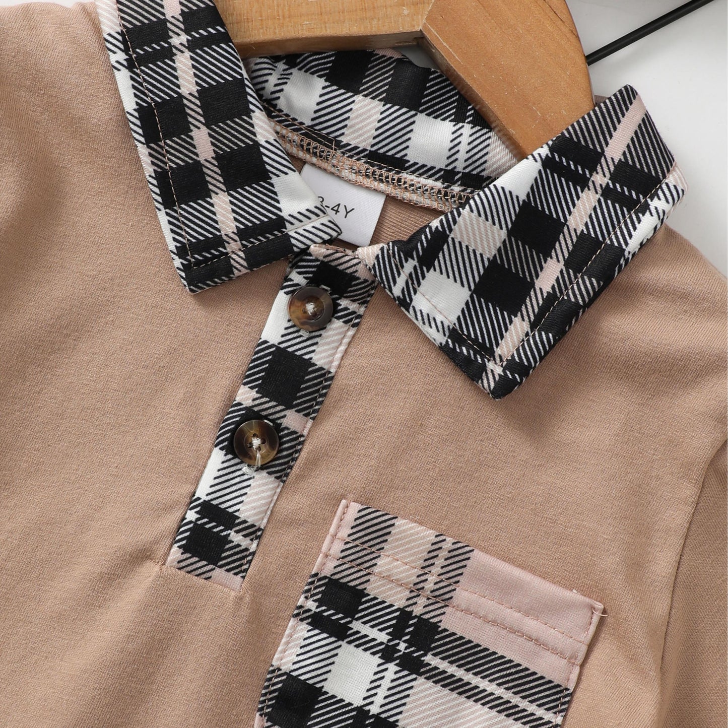 Kid Fashion Ready Stock Boys Clothes Boys Outfits Summer Turn-down Collar Pocket Shirts Shorts 2PCS Brown,622120001