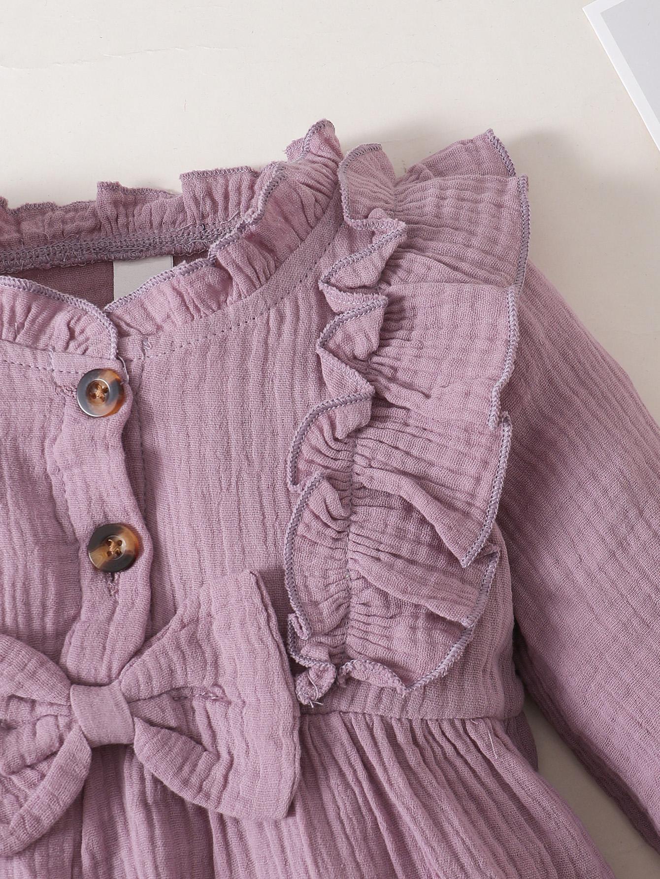 Baby Girls Dress Long Sleeve Bow Winter Dress Grace Dress Purple 22010055-4