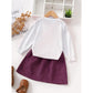 Toddler Baby Girls Clothes Baby Girls 2PCS Outfits Girls Long Sleeve Round Neckline Tops Skirt Set White12106324-1