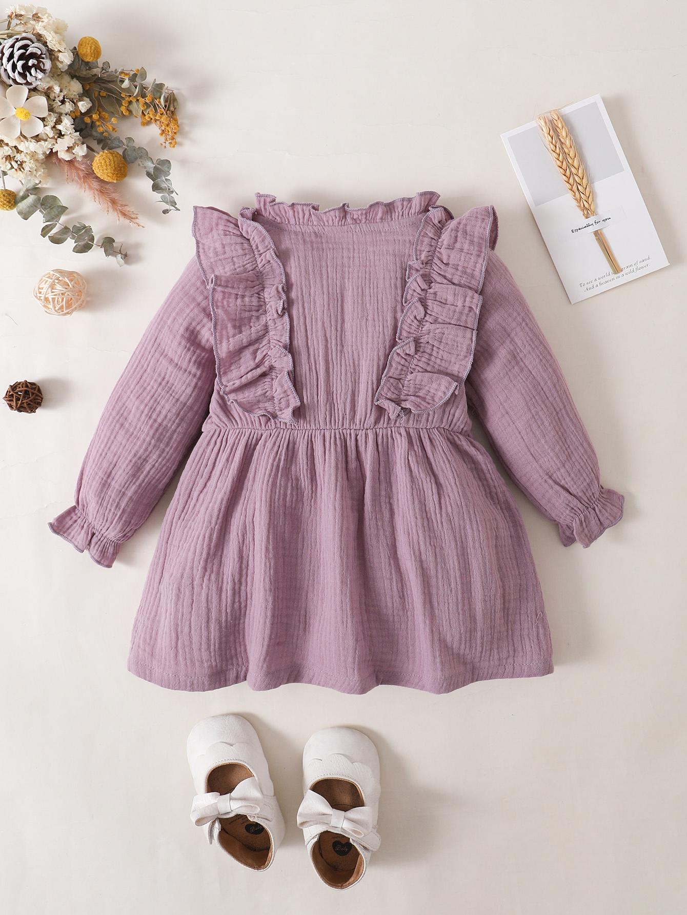Baby Girls Dress Long Sleeve Bow Winter Dress Grace Dress Purple 22010055-4