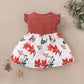 Baby Girl Dress Ruffle Short Sleeve Floral Dress Baby Girl Summer Dress Casual Dress Red SH1912622