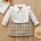 Newborn Baby Girl Clothes Baby Girl Dress Long Sleeve Lapel Dress Ruffle Plaid Dress 22009035