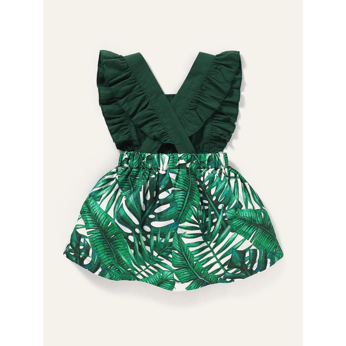 Kids Fashion Girl Dress Ruffle Sleeve Dress Infant Girl Dress Summer Dress  Green WL2003347