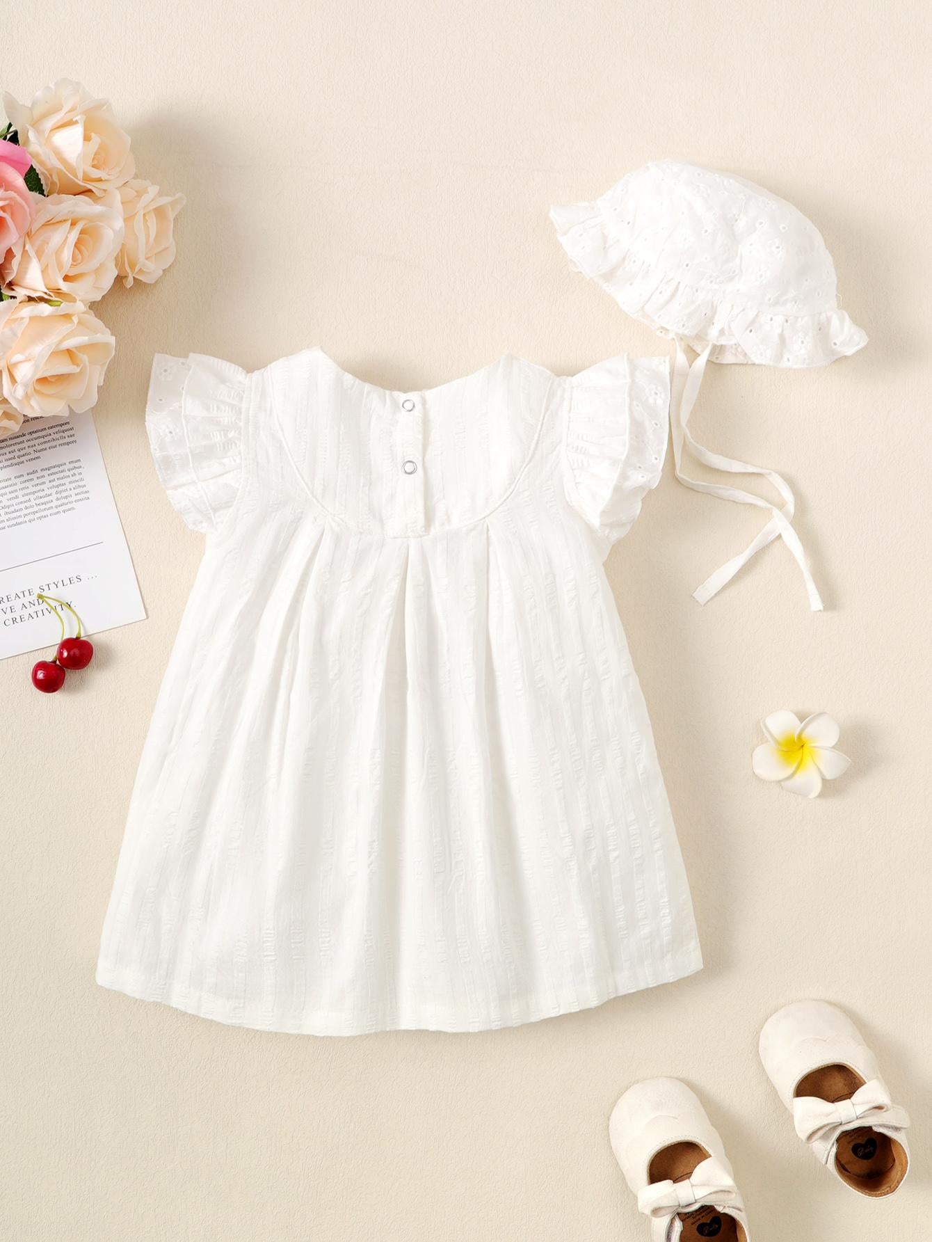 Kid Fashion Ready Stock Girls Outfits Sleeveless Solid Color Summer Dress With Hat 2Pcs Clothes Set ZX-ZB001