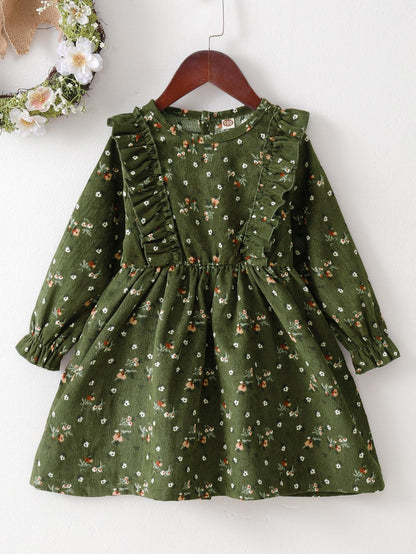 Baby Clothes Baby Girl Floral Corduroy Long Sleeved Dress 12108520