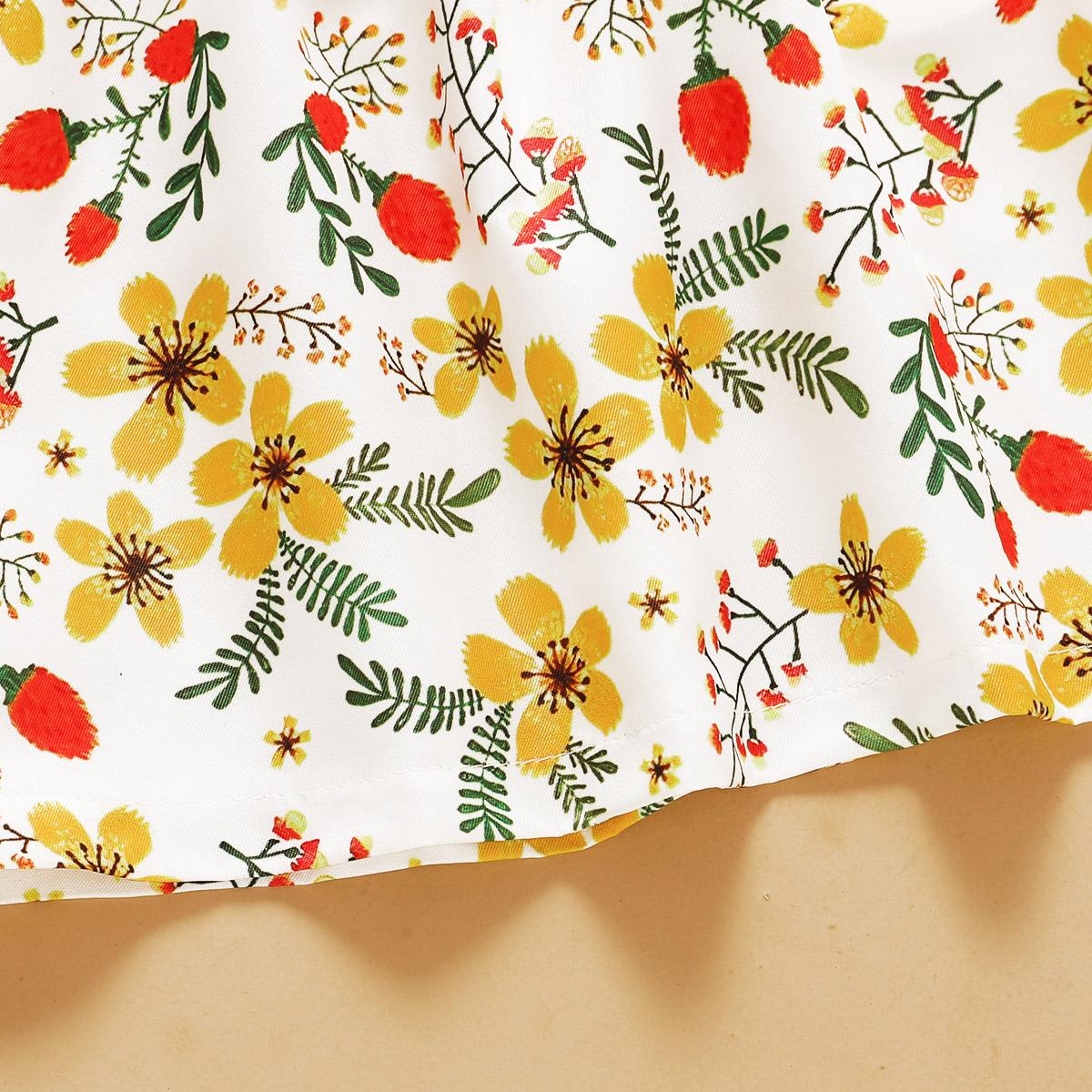 Baby Girls Clothes Sleeveless Floral Print Dress Headband 2Pcs Outfits Yellow SH2005172-1