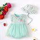 Kid Fashion Ready Stock Plaid Summer Sleeveless Splice Gauze Romper Dress With Hat 2Pcs ZX-ZB032