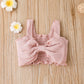 Baby Girls Outfits Straps Bow Tops For Summer Gauze Skirts 2Pcs Clothes Set Pink HE22325A