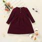 Baby Girls Dress Long Sleeve Pure Color One Piece Winter Dress SH10967