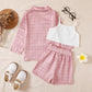 Baby Clothes Baby Girl Pink Jacket With White Short Sleeves And Pink Shorts 3PCS 112205304