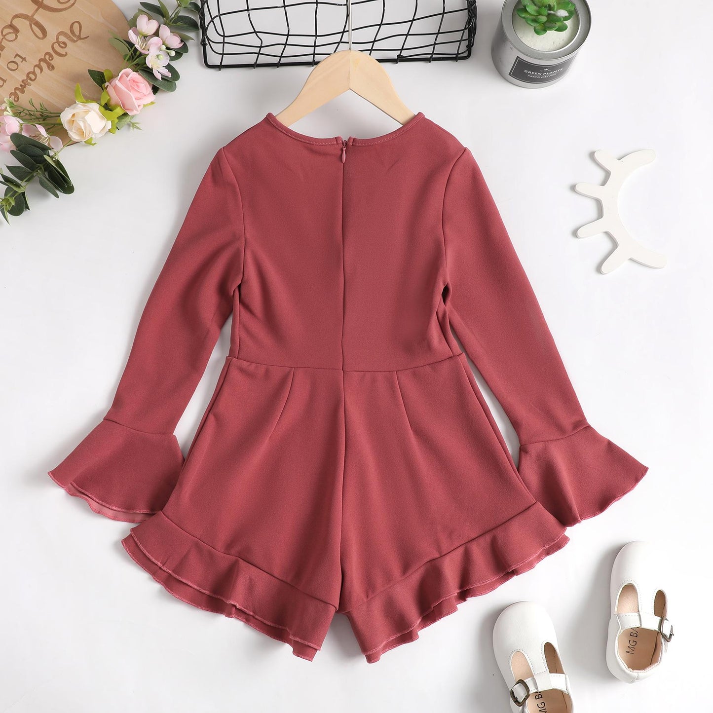 Kid Clothes Girl Clothes Girl Jumpsuit V-neck Shorts JIT7277330