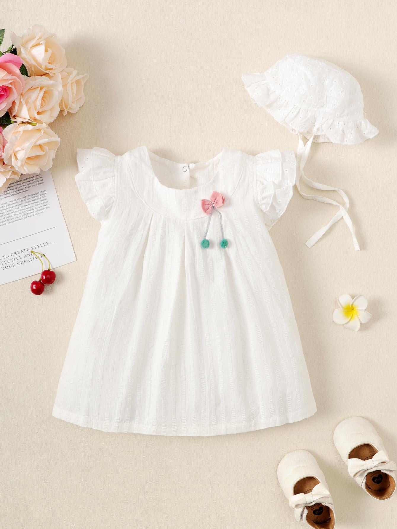 Kid Fashion Ready Stock Girls Outfits Sleeveless Solid Color Summer Dress With Hat 2Pcs Clothes Set ZX-ZB001