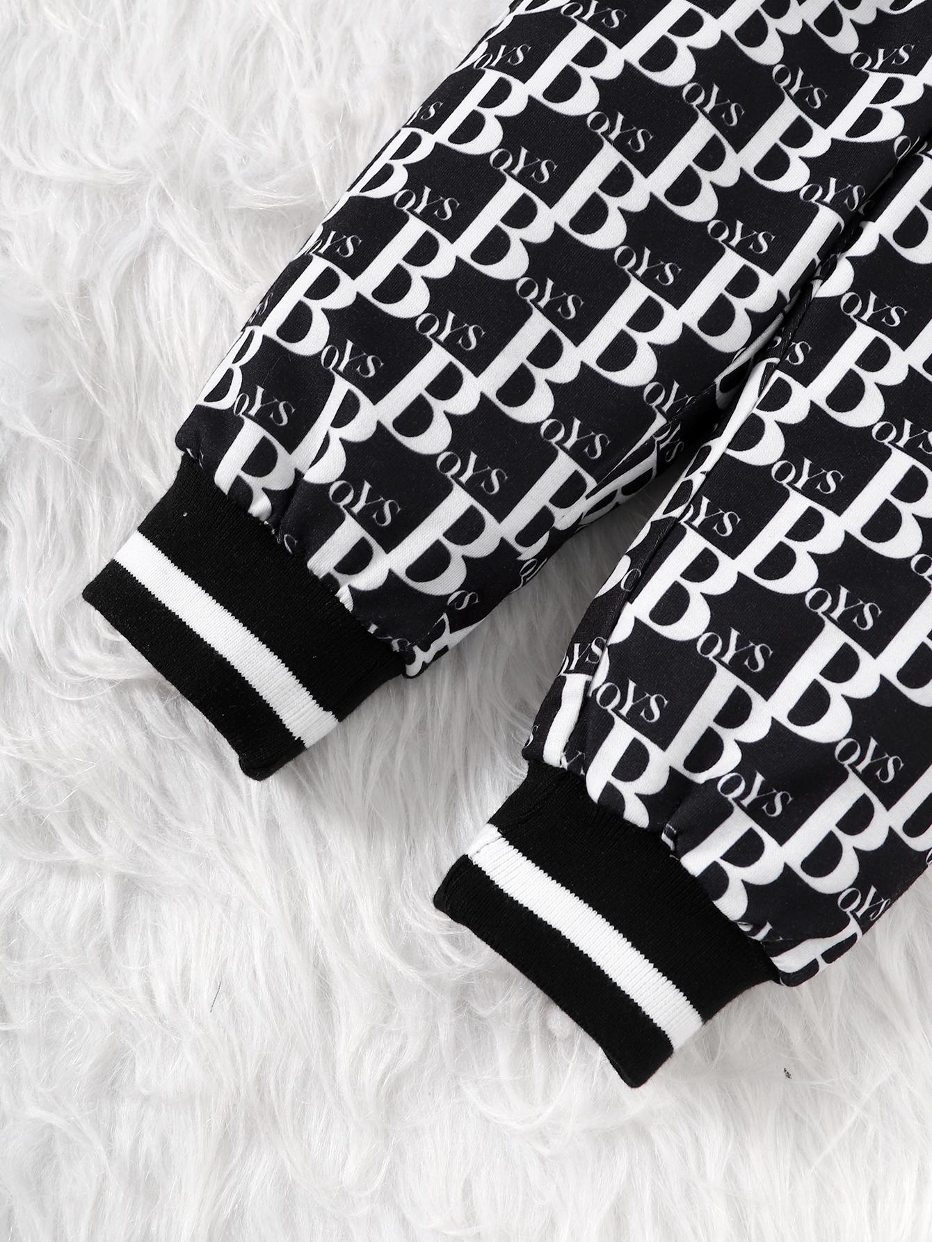 Baby Boys Outfits Stylish"B" Long Sleeve Pants 2Pcs Winter Clothes Set Black WJ212209002