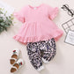 Baby Clothes Baby Girl Trumpet Sleeve Tuxedo Leopard Pants 2PCS 12012041