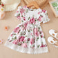 Baby Clothes Baby Girl Pink Floral Ruffle Short Sleeve Dress 212111338