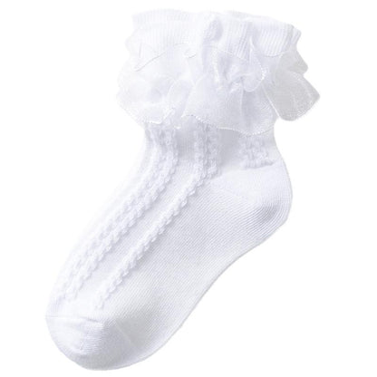 Kids Fashion  Girls Socks Double Lace Socks Princess Dancing baby Cotton Socks A23