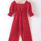 Jumpsuit For Baby Girls Bubble Sleeve Wave Point One Piece Green Little Girls ZX-221Y057