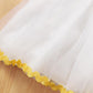Kids Fashion Girls Dress Straps Sunflower Bow Splice Gauze One Piece Dress White F222112151