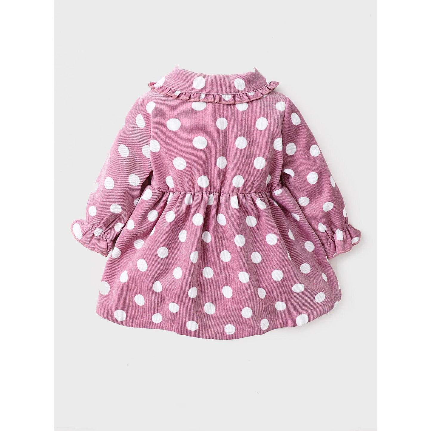 Newborn Baby Girl Clothes Baby Girl Dress Ruffle Collar Long Sleeve Polka Dots Dress Infant Baby Girl Fall Winter Dress Pink 22010020