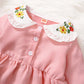 kid fashion Girl Clothes Girl Dress Long Sleeve Dress Ruffle Embroidered Floral Collar Dress  Fall Dress Pink 22009660-1