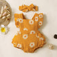 Newborn Baby Girls Clothes Baby Girls Romper Bodysuit Daisy Print Flying Sleeve Romper Baby Girls One Piece Jumpsuit Headband Set Red 32102758