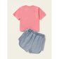 CLEARANCE*Baby Girl Clothes Summer Outfits Short Sleeve Shirt Top Jeans Shorts Set Baby Girl Denim Shorts Set YC2004270