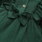 Infant Baby Girl Dress Baby Girl Fall Clothes Ruffle Long Sleeve Cute Bowknot Dress Green 22010055-2
