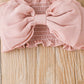 Baby Girls Outfits Straps Bow Tops For Summer Gauze Skirts 2Pcs Clothes Set Pink HE22325A