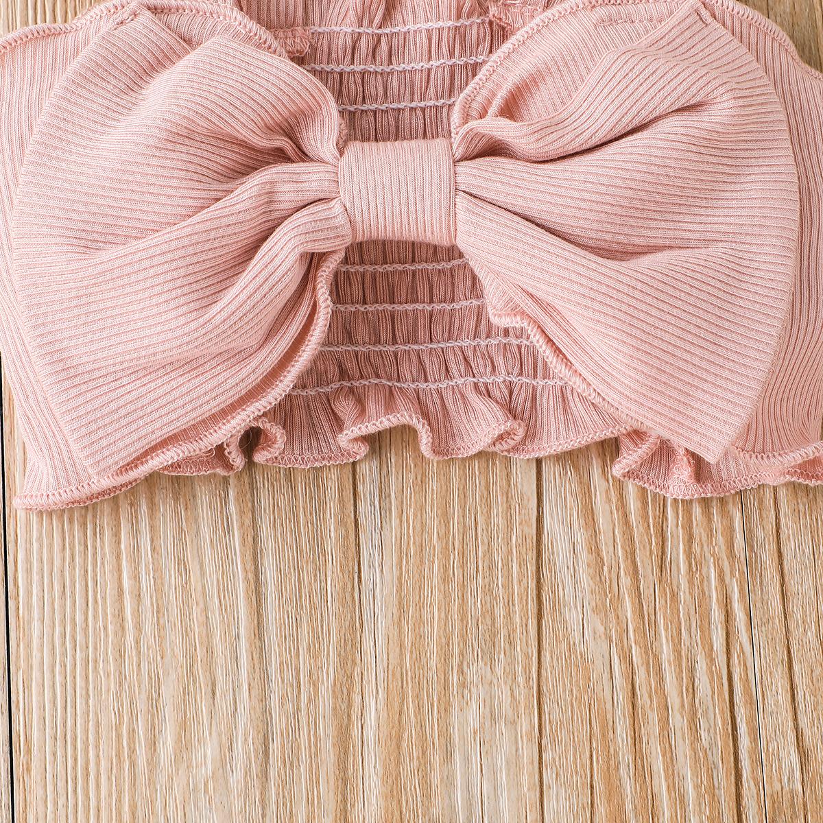Baby Girls Outfits Straps Bow Tops For Summer Gauze Skirts 2Pcs Clothes Set Pink HE22325A