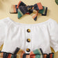Kids fashion Girls Clothes Splice Summer Dress With Headband 2pcs set White 222204305
