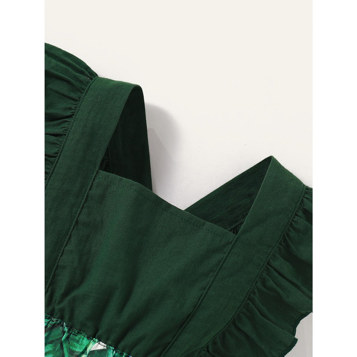 Kids Fashion Girl Dress Ruffle Sleeve Dress Infant Girl Dress Summer Dress  Green WL2003347