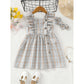 Baby Girls Clothes Plaid Print Sleeveless Summer Dress With Headband 2Pcs OOTD Apricot 622120003