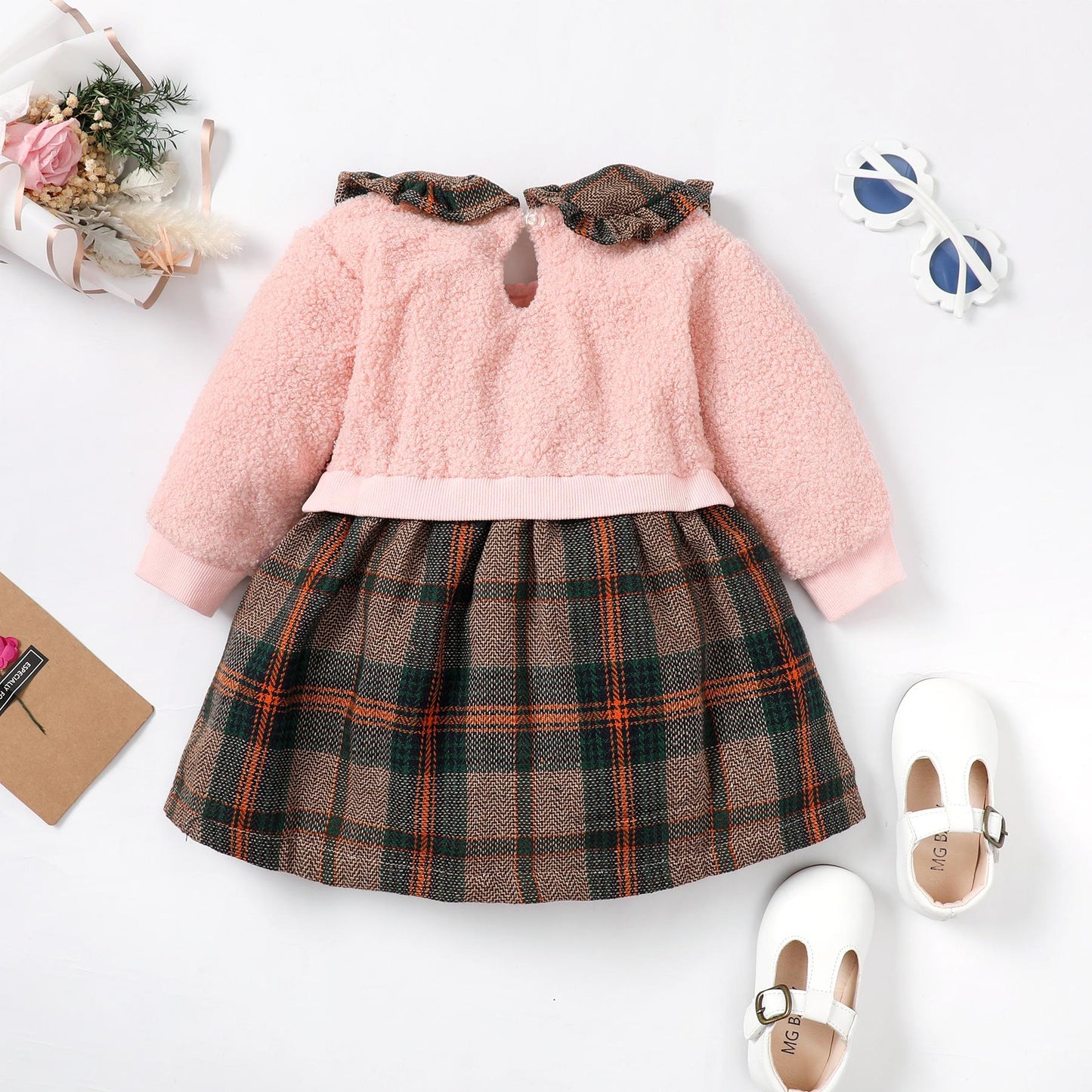Kid Clothes Girl Clothes Doll Collar Plaid Dress 200953