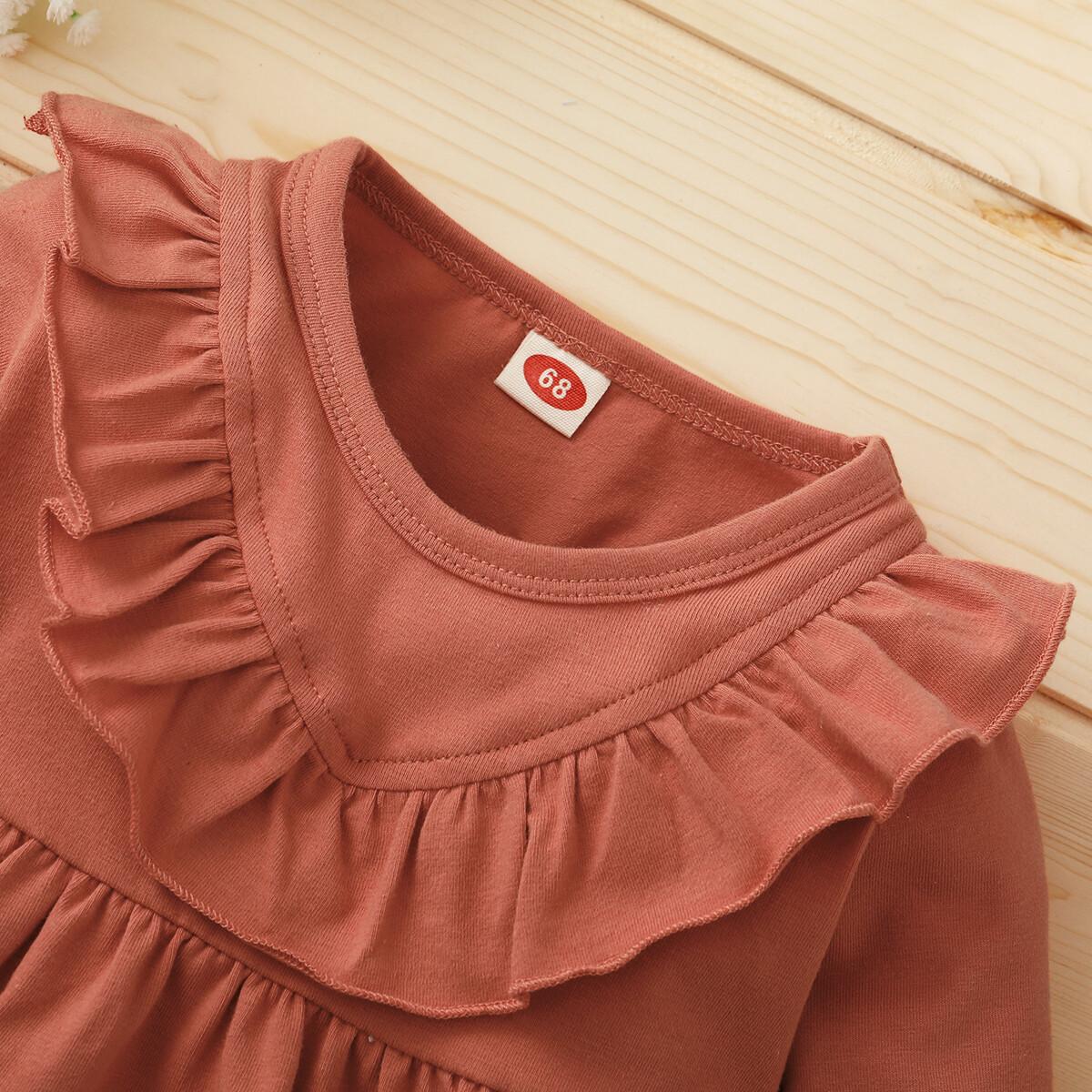 Newborn Baby Girl Clothes Baby Girl Dress Ruffle Long Sleeve Dress Infant Baby Girl Casual Dress L2007151-1