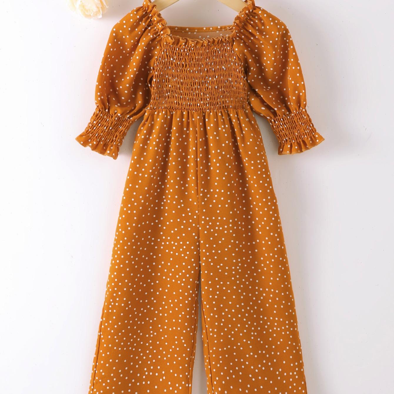 Jumpsuit For Baby Girls Bubble Sleeve Wave Point One Piece Green Little Girls ZX-221Y057