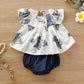 Kids fashion Girls Outfits Floral Summer Sleeveless Tops Shorts 2Pcs Clothes Set White 193431