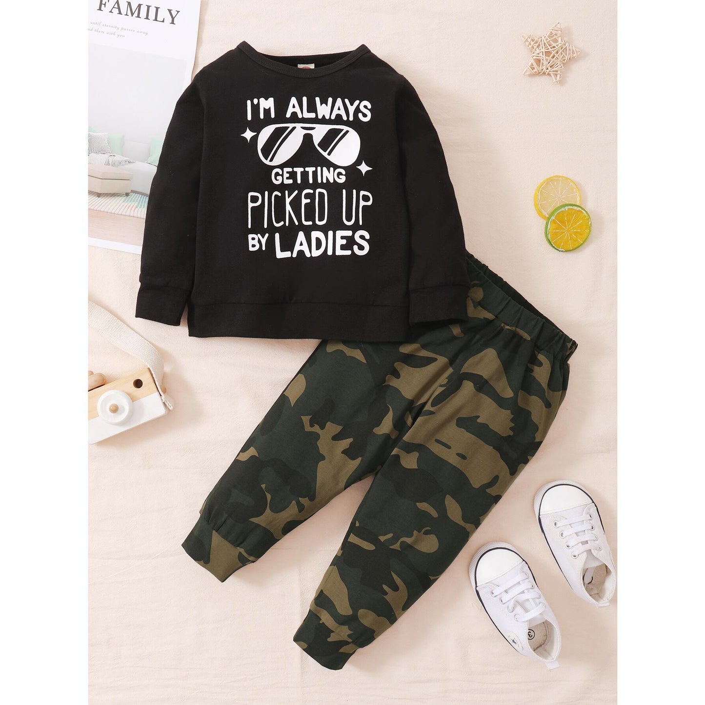 kid fashion Boys Clothes Boys 2PCS Pants Set Black 12107011