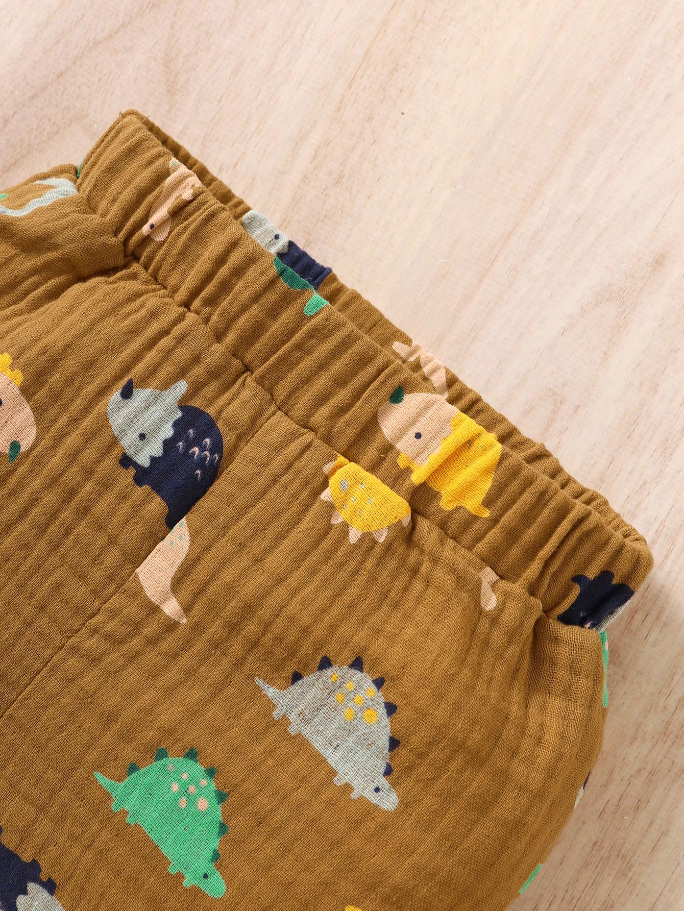 Baby Clothes Baby Boy Dinosaur Print Short Sleeve T-Shirt 2PCS 112111463-1