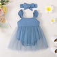 Baby Girls Outfits Straps Pure Color Gauze Romper Dress With Headband 2Pcs Clothes Set 222203159