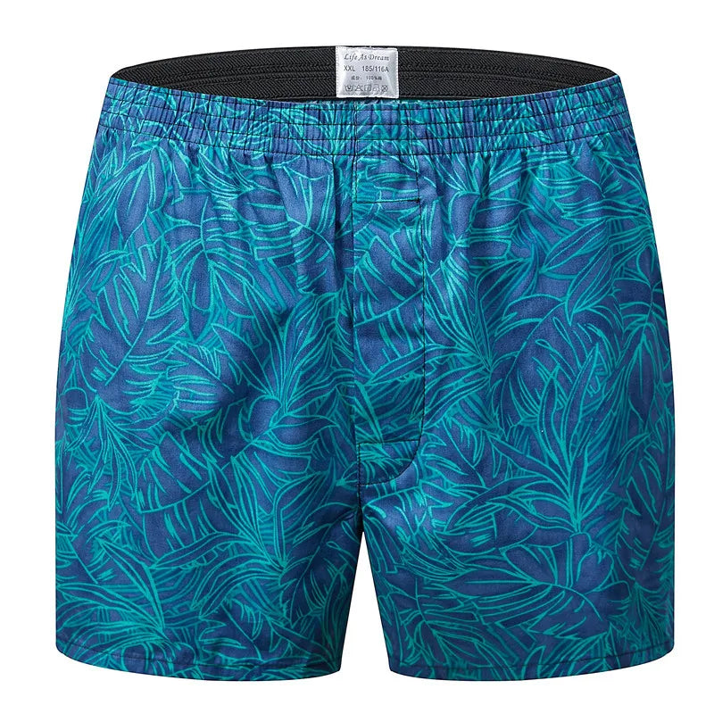 Men's Plaid Print Boxer Shorts 100% Polyester Soft Stretchy Blended Woven Elastic Plus Size Drawstring Men's Shorts