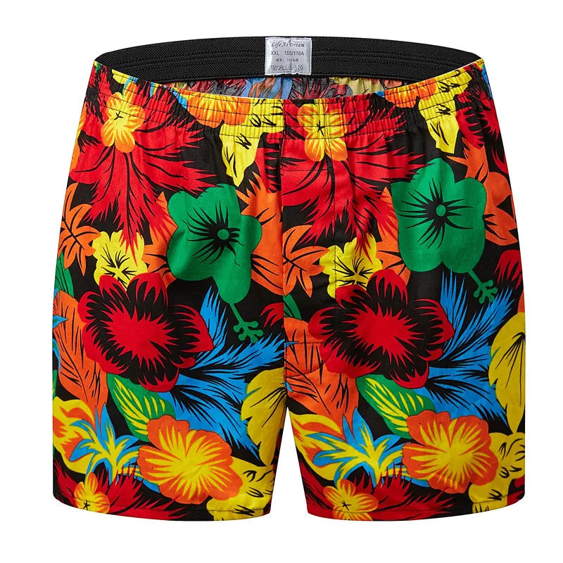 Men's Plaid Print Boxer Shorts 100% Polyester Soft Stretchy Blended Woven Elastic Plus Size Drawstring Men's Shorts