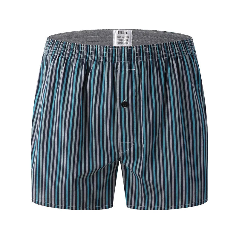 Men's Plaid Print Boxer Shorts 100% Polyester Soft Stretchy Blended Woven Elastic Plus Size Drawstring Men's Shorts