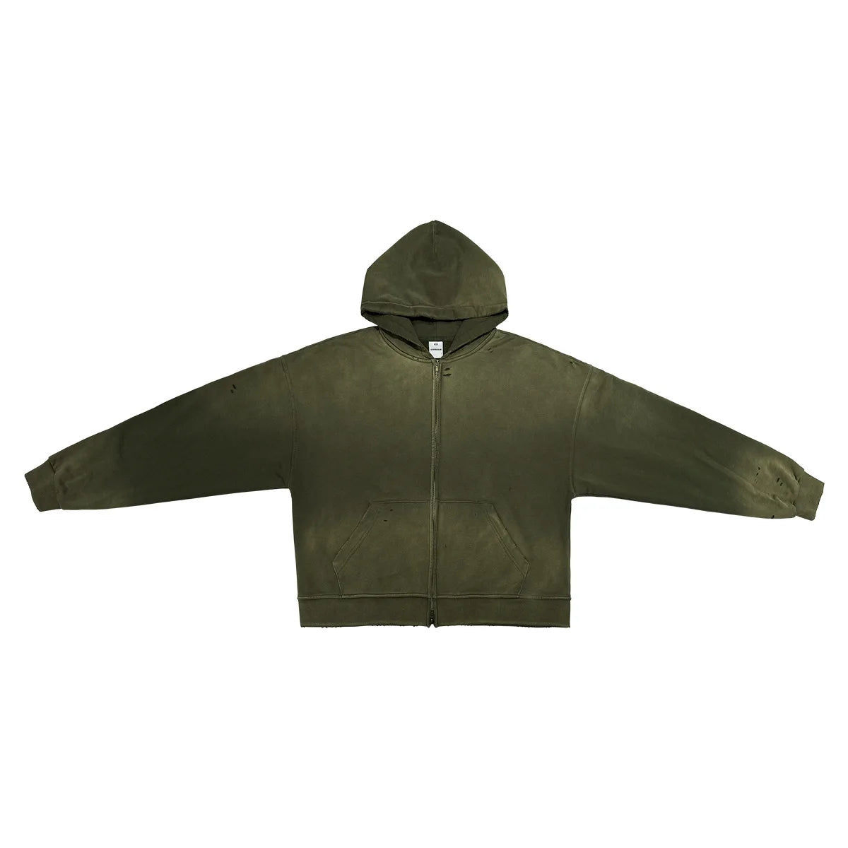 Custom Logo Embroidery Washed Vintage OEM/ODM Men's Autumn Zipper-Up 100% Cotton Long Solid Color Oversized Fleece Sweatshirt