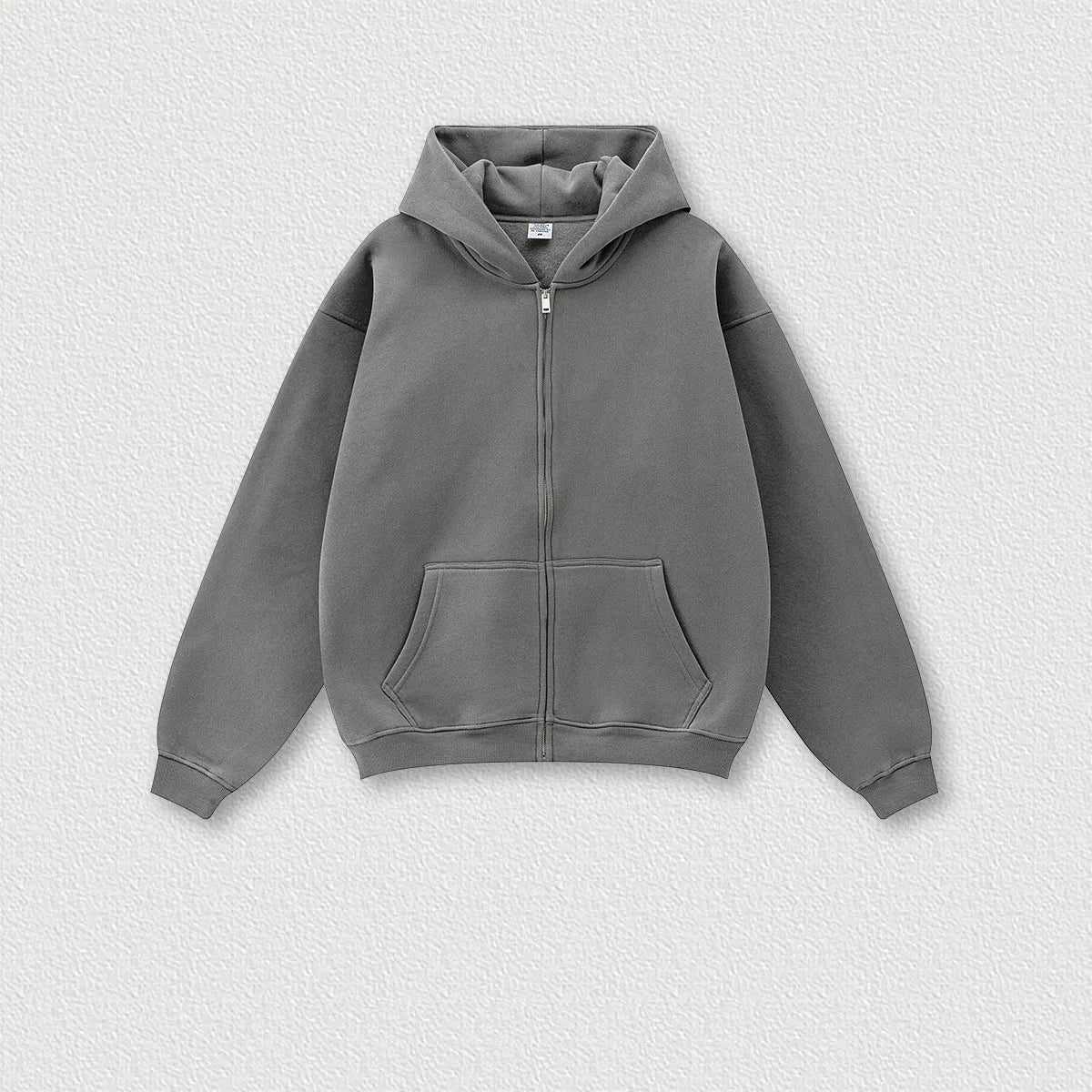 345G Custom Logo Autumn Trendy Loose Solid Color Zipper Hooded Sweatshirt Casual Pants Set Men's Hoodie Sets